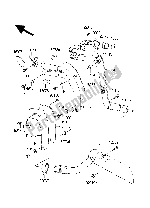 All parts for the Muffler of the Kawasaki EL 252 1999