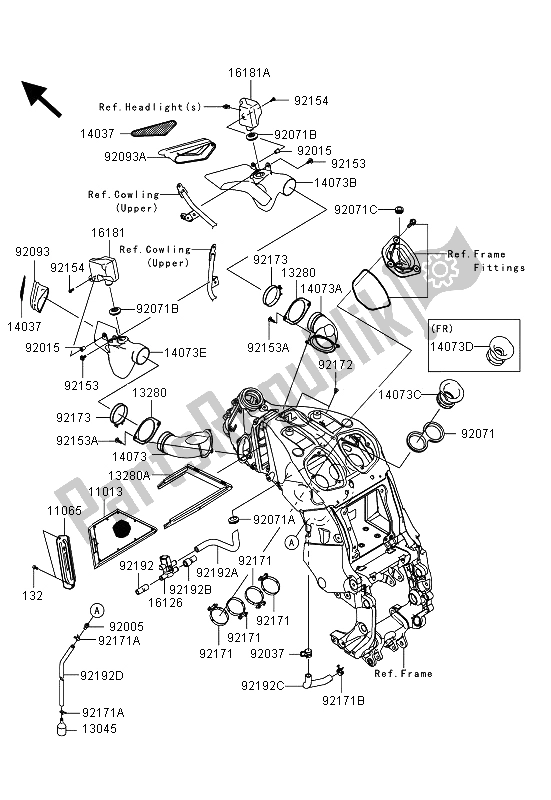 All parts for the Air Cleaner of the Kawasaki 1400 GTR ABS 2013