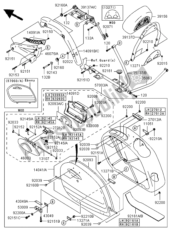 All parts for the Saddlebags of the Kawasaki VN 1600 Classic Tourer 2006