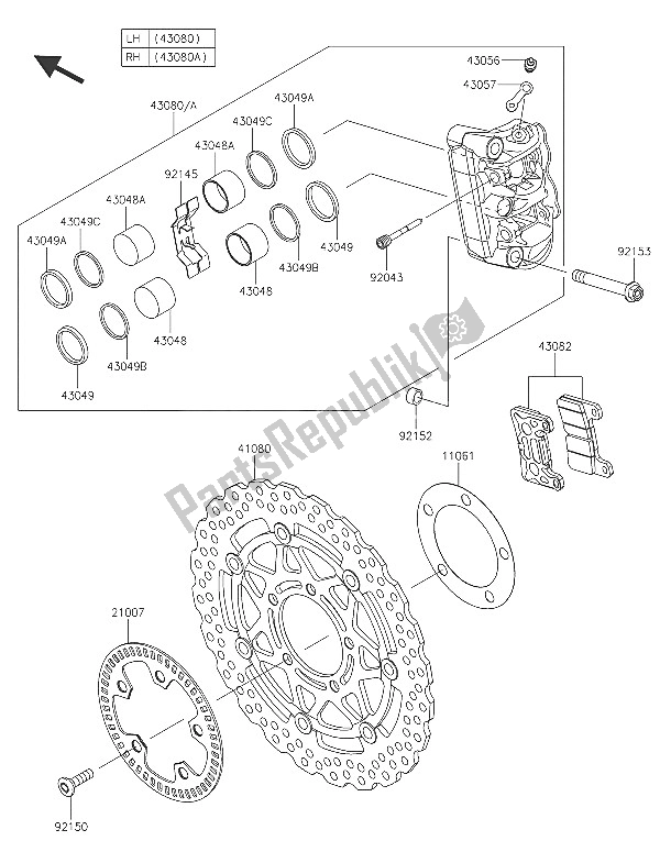 All parts for the Front Brake of the Kawasaki Z 1000 SX ABS 2016