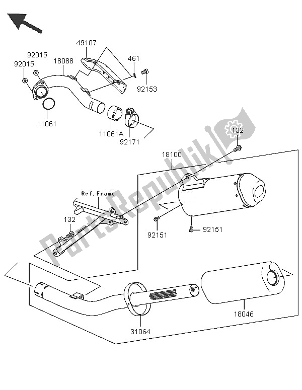 Tutte le parti per il Silenziatore del Kawasaki KX 250F 2005