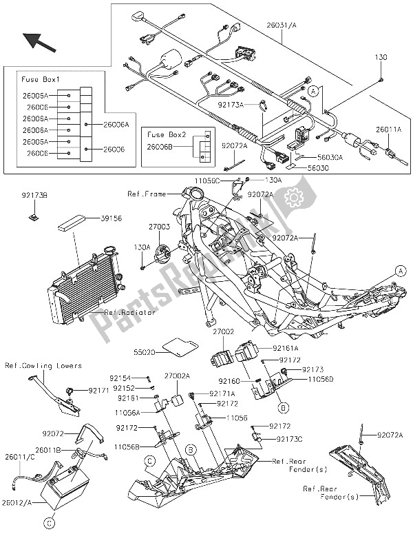 All parts for the Chassis Electrical Equipment of the Kawasaki Z 250 SL ABS 2016