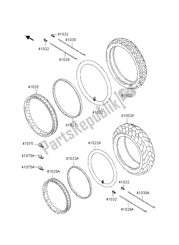 Tutte le parti per il Pneumatici del Kawasaki EN 500 1995