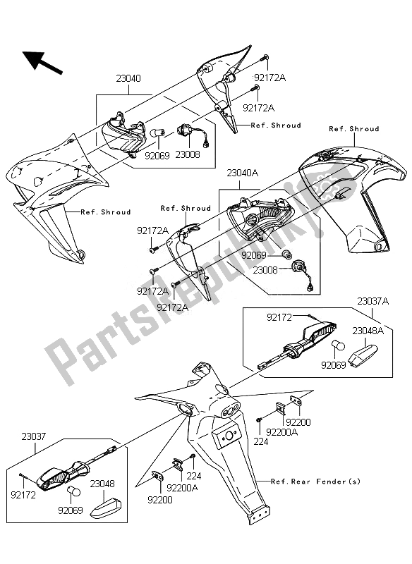 All parts for the Turn Signals of the Kawasaki ER 6N ABS 650 2011