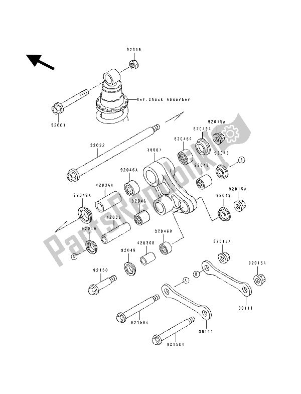 Alle onderdelen voor de Suspensie van de Kawasaki KLE 500 1991