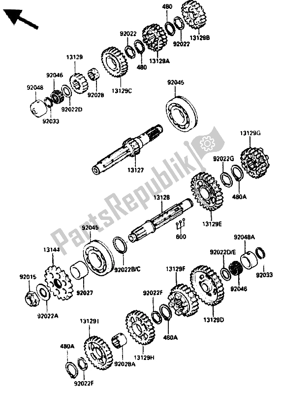 Tutte le parti per il Trasmissione (zx750ge008842) del Kawasaki GPZ 750R 1985