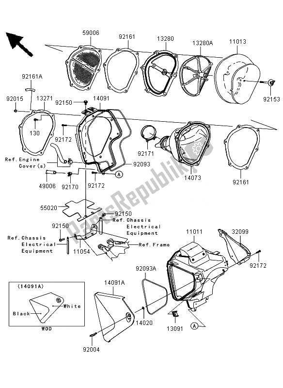 All parts for the Air Cleaner of the Kawasaki KLX 450R 2010