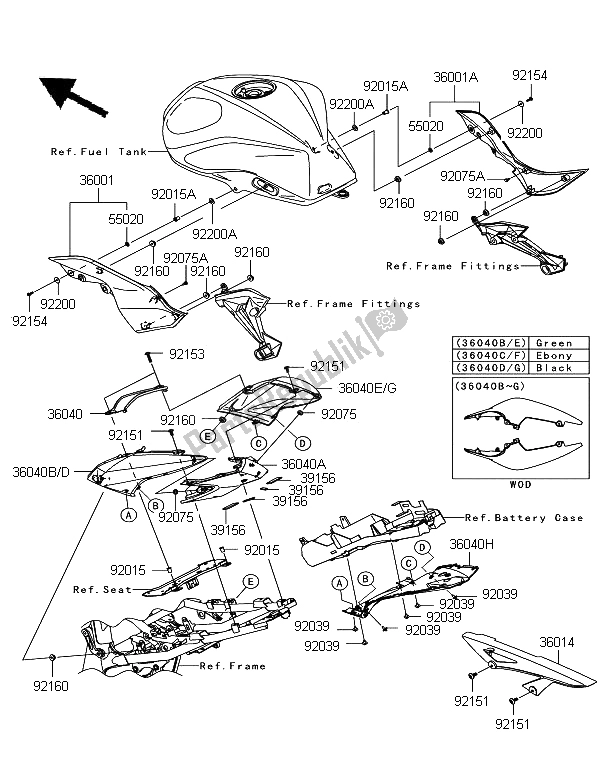 Todas las partes para Cubiertas Laterales Y Cubierta De Cadena de Kawasaki Z 750R 2012