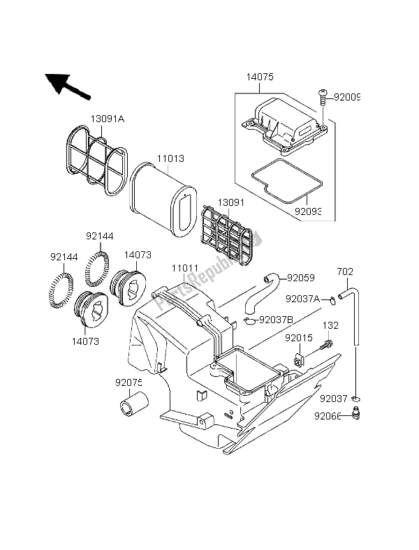 All parts for the Air Cleaner of the Kawasaki EL 252 1996