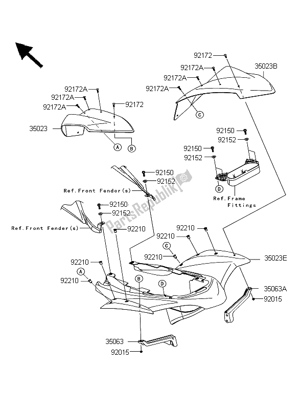 All parts for the Rear Fender of the Kawasaki KFX 450R 2011