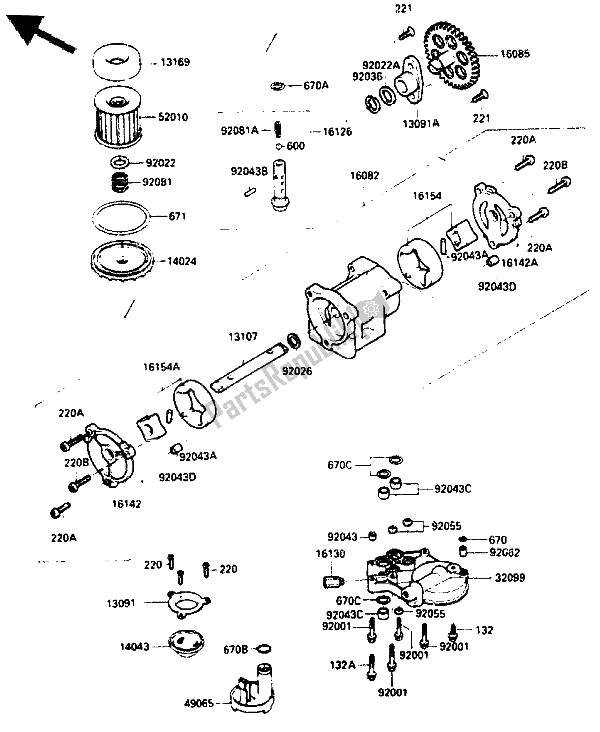 Tutte le parti per il Pompa Dell'olio del Kawasaki GPZ 750R 1985