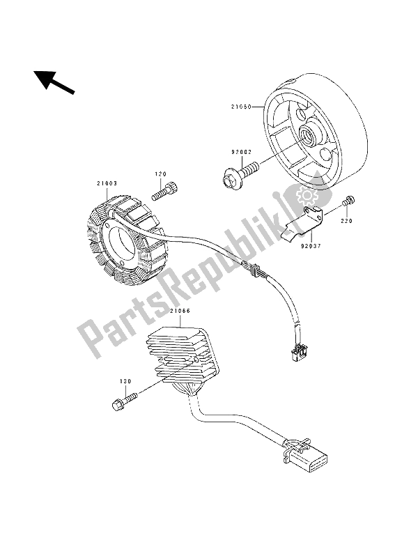 All parts for the Generator of the Kawasaki GPZ 500S 1993