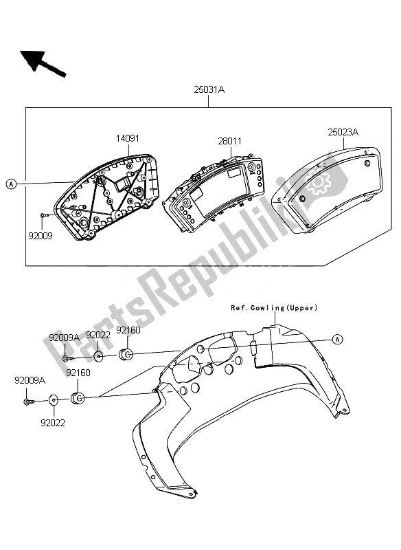 Toutes les pièces pour le Mètre du Kawasaki ER 6F ABS 650 2011