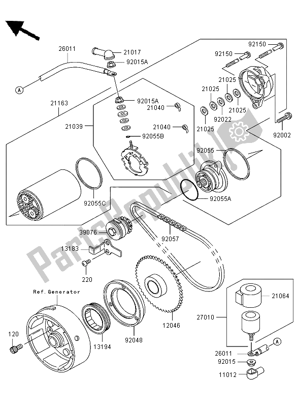 Alle onderdelen voor de Startmotor van de Kawasaki KLF 300 2003