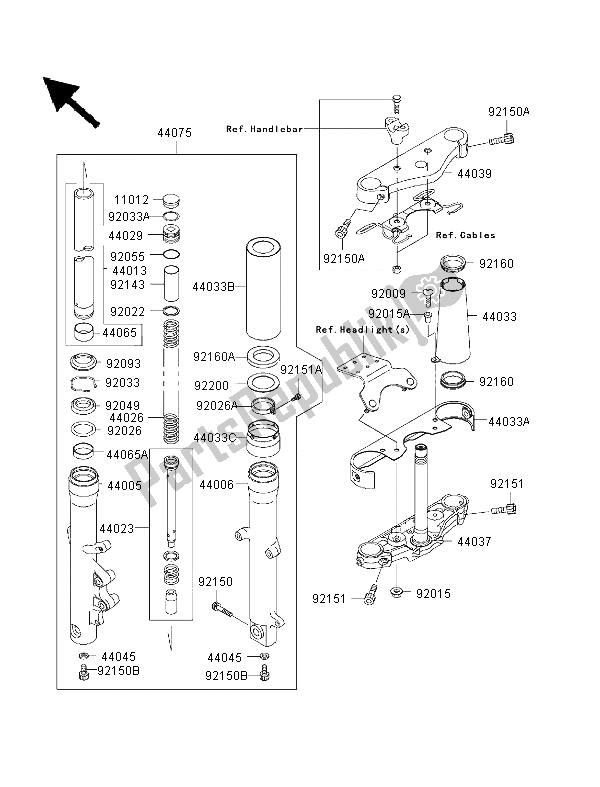 Toutes les pièces pour le Fourche Avant du Kawasaki VN 1500 Drifter 1999