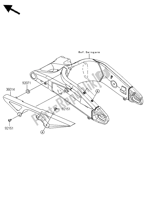 Tutte le parti per il Copricatena del Kawasaki Ninja ZX 6R 600 2008