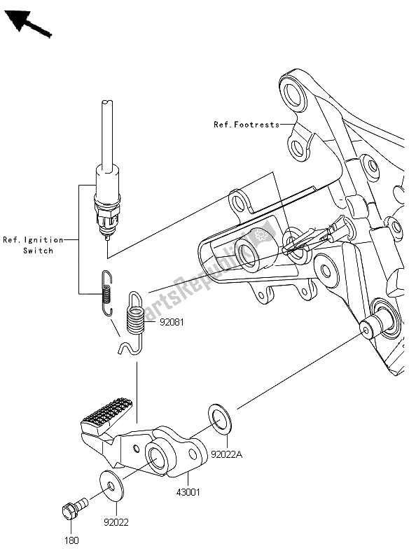 Tutte le parti per il Pedale Del Freno del Kawasaki ER 6N ABS 650 2012