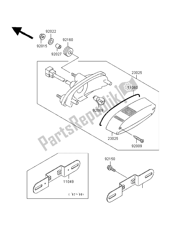 Tutte le parti per il Fanale Posteriore del Kawasaki ER 500 1998