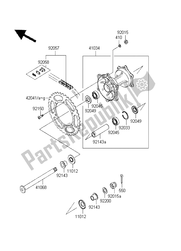 Tutte le parti per il Mozzo Posteriore del Kawasaki KX 250 1995