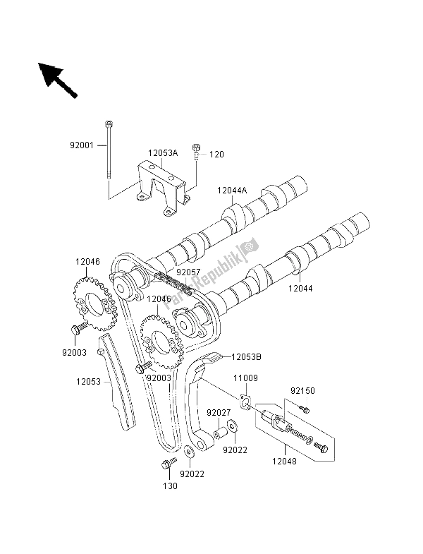 Alle onderdelen voor de Nokkenas En Spanner van de Kawasaki 1000 GTR 1998