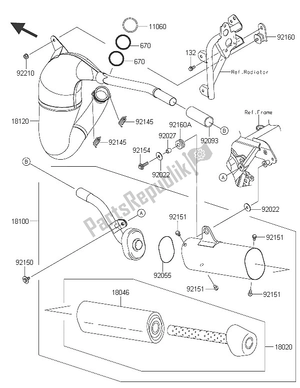 All parts for the Muffler(s) of the Kawasaki KX 85 LW 2016