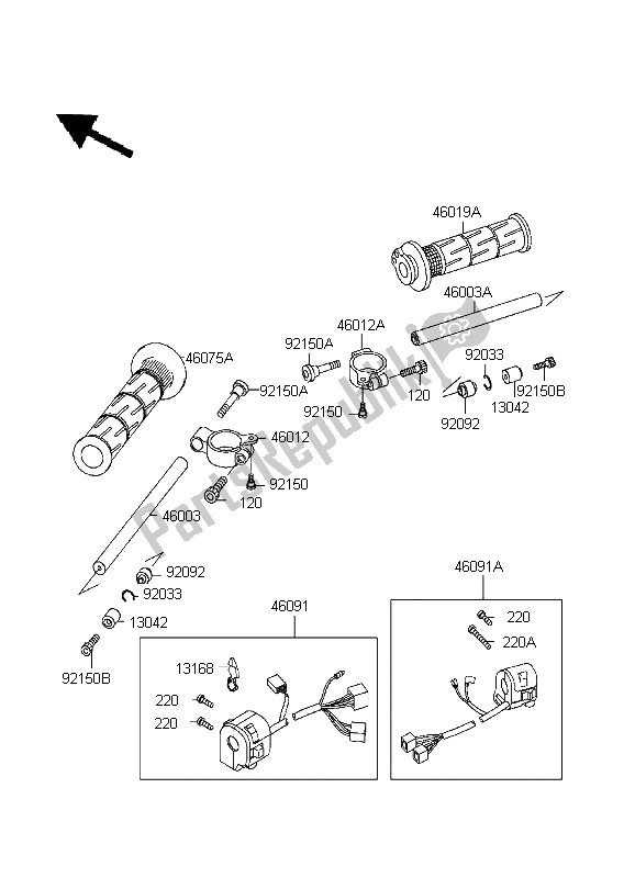 Tutte le parti per il Manubrio del Kawasaki Ninja ZX 7R 750 1999