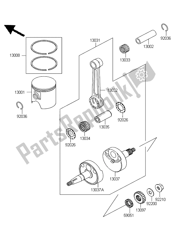 All parts for the Crankshaft & Piston(s) of the Kawasaki KX 65 2012