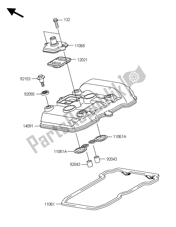 Todas las partes para Cubierta De Tapa De Cilindro de Kawasaki Ninja 300 ABS 2014