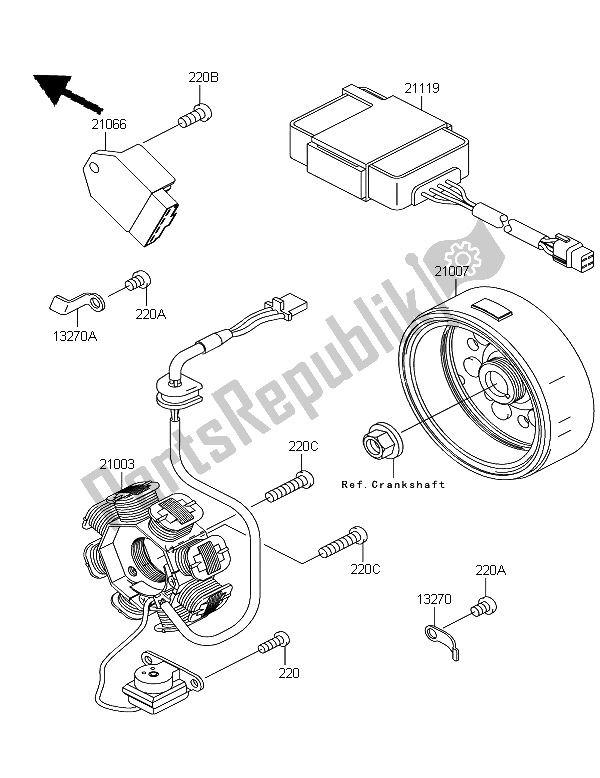 Todas as partes de Gerador do Kawasaki KLX 110 2006