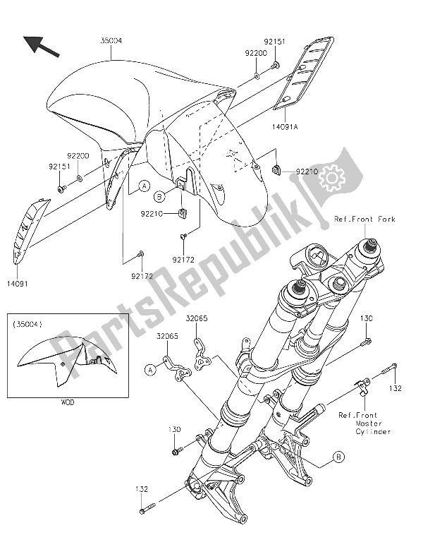 All parts for the Front Fender(s) of the Kawasaki ZZR 1400 ABS 2016