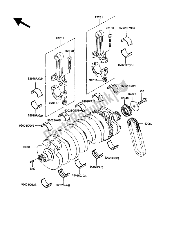 Todas as partes de Virabrequim do Kawasaki ZZ R 1100 1992