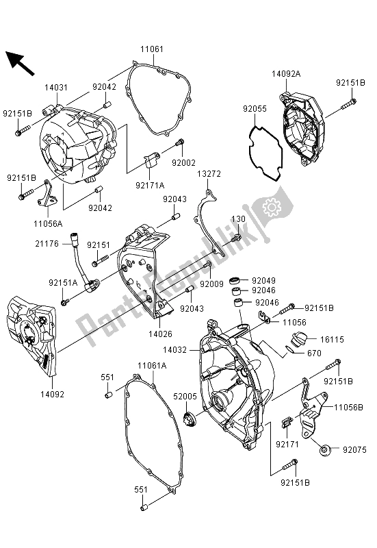 Tutte le parti per il Coperchio (i) Del Motore del Kawasaki Z 1000 SX 2013