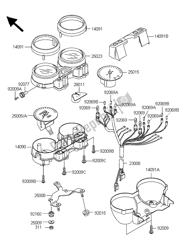 All parts for the Meter of the Kawasaki ZRX 1200R 2006