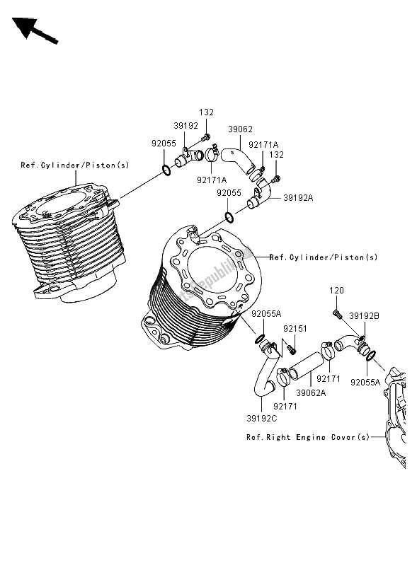 Toutes les pièces pour le Refroidissement du Kawasaki VN 2000 2006