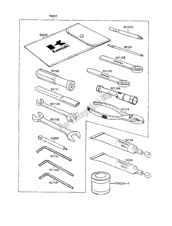 Alle onderdelen voor de Eigenaars Tools van de Kawasaki GPX 750R 1987