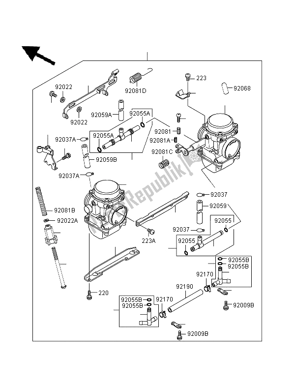 Tutte le parti per il Carburatore 2 del Kawasaki GPZ 500S 1996