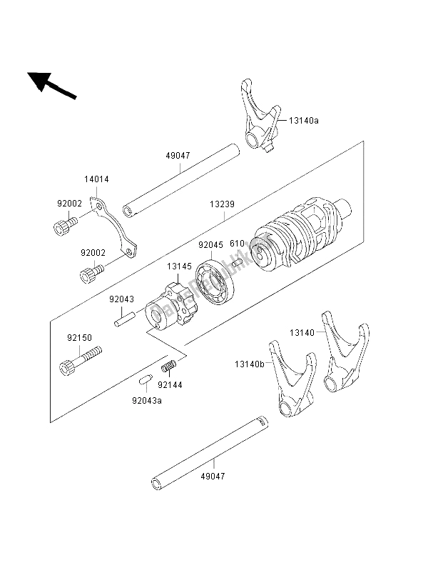 Todas as partes de Tambor De Mudança De Marcha E Garfo De Mudança do Kawasaki Ninja ZX 7R 750 2002