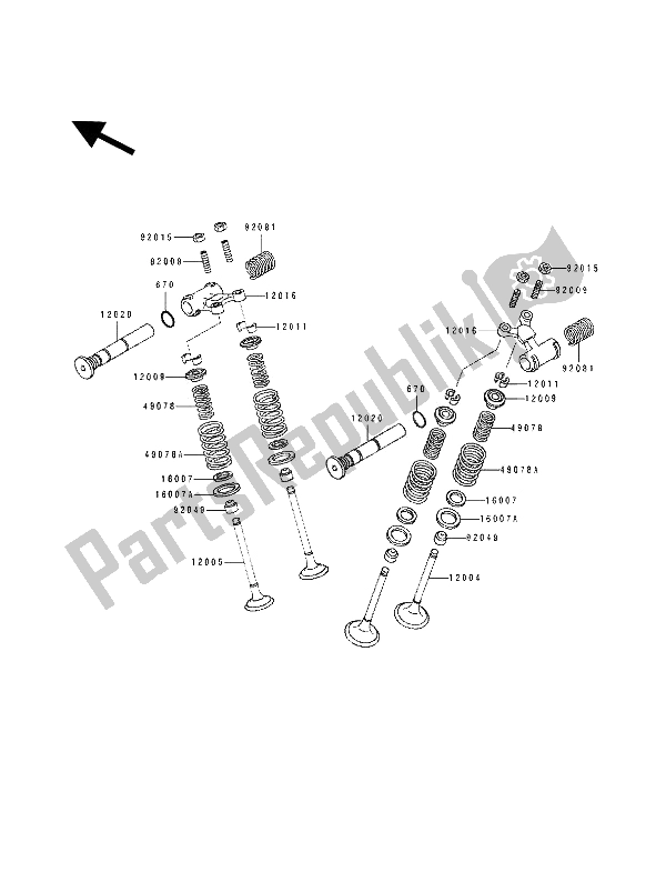 All parts for the Valve(s) of the Kawasaki KLE 500 1993