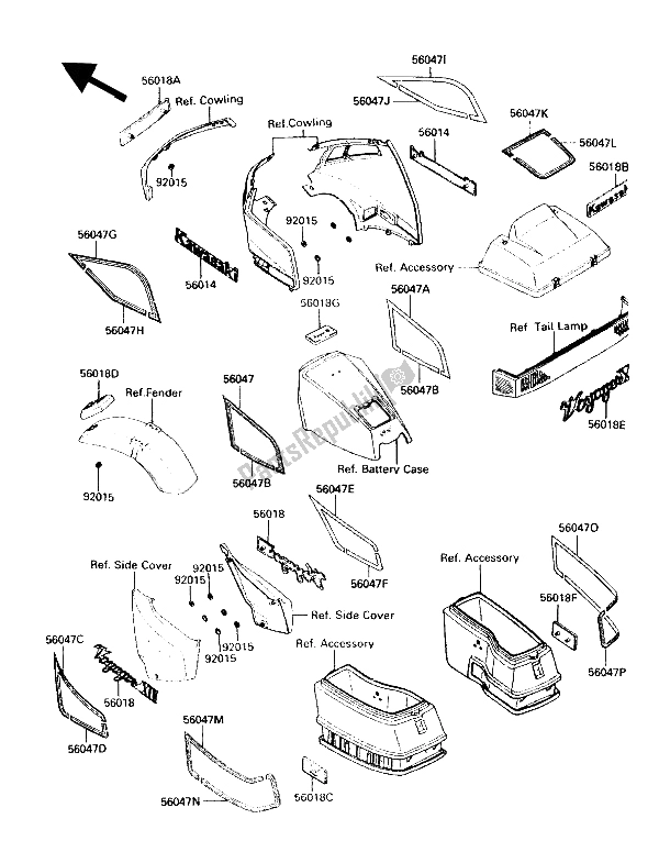 Toutes les pièces pour le Décalque du Kawasaki Voyager XII 1200 1988