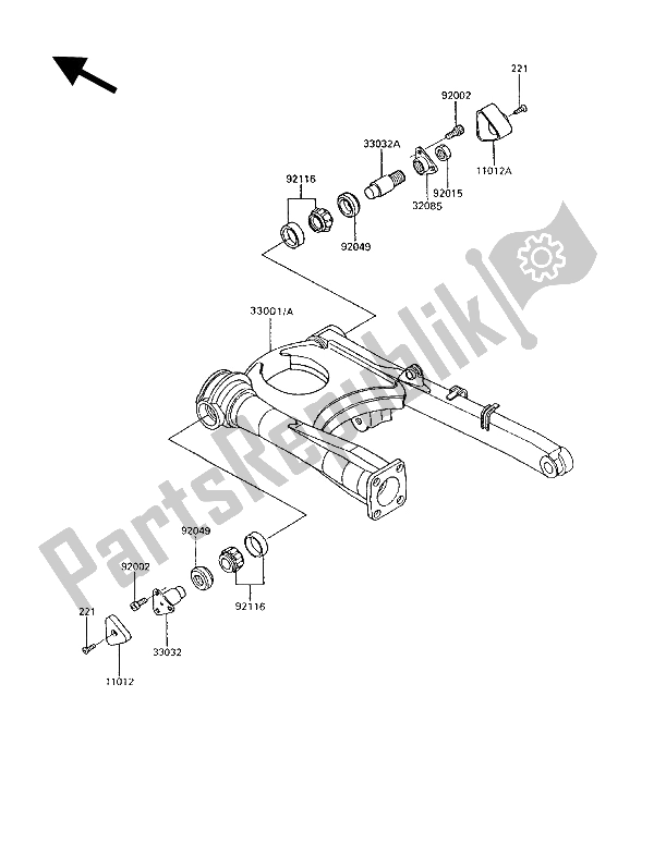 All parts for the Swingarm of the Kawasaki 1000 GTR 1994