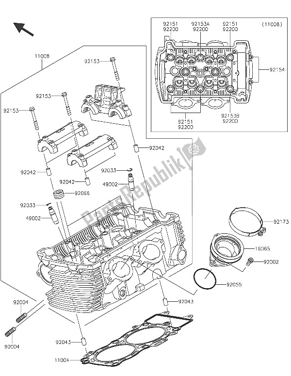 All parts for the Cylinder Head of the Kawasaki Vulcan S ABS 650 2016