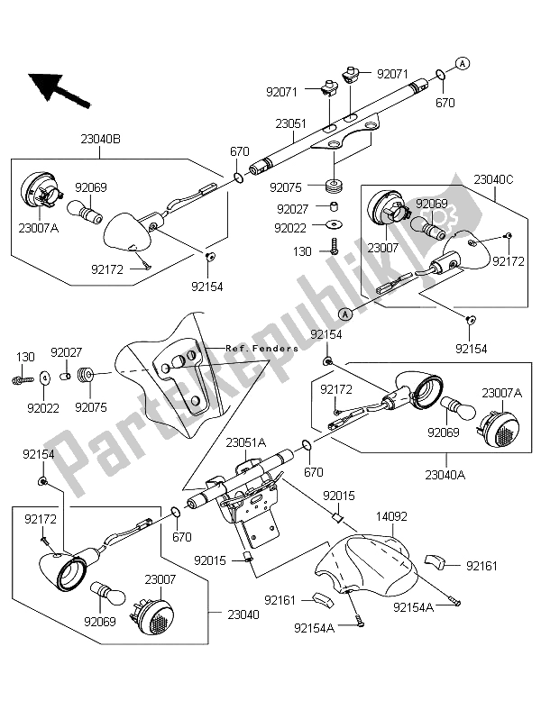 Todas las partes para Señales De Giro de Kawasaki VN 1700 Voyager Custom ABS 2012