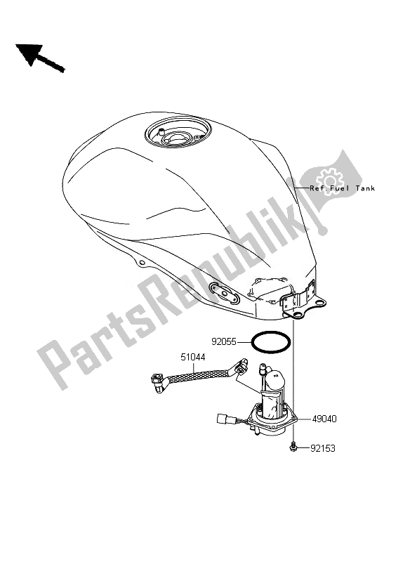 Alle onderdelen voor de Benzine Pomp van de Kawasaki ER 6N ABS 650 2011