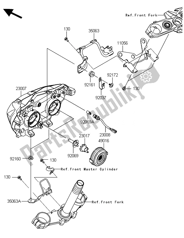 Todas as partes de Farol (s) do Kawasaki Z 800 2014