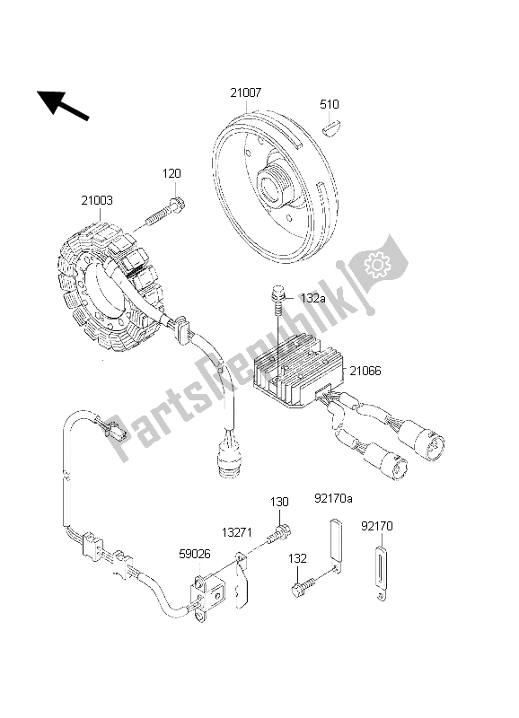 All parts for the Generator of the Kawasaki KVF 650 2002