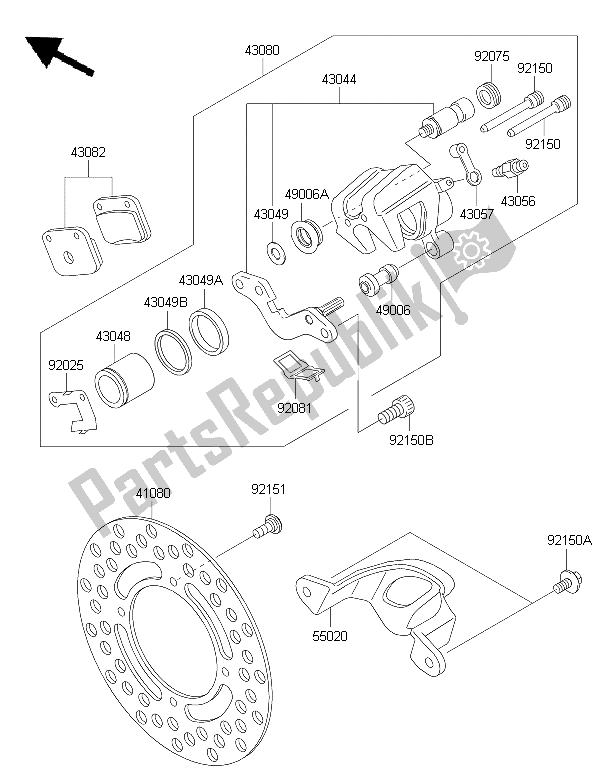 All parts for the Rear Brake of the Kawasaki KX 65 2015