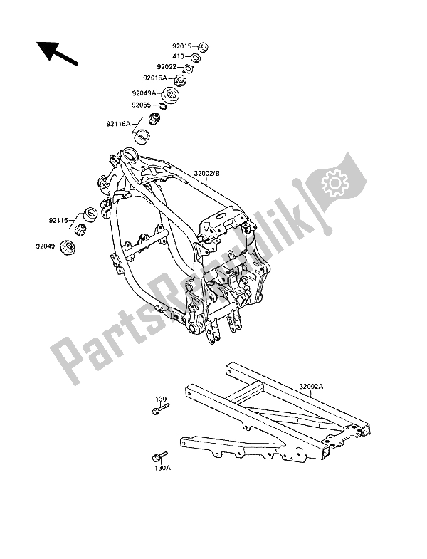 Tutte le parti per il Telaio del Kawasaki GPX 750R 1988