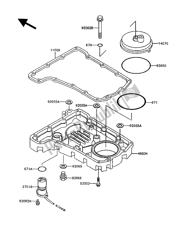 Todas las partes para Tapa Del Respiradero Y Cárter De Aceite de Kawasaki GT 750 1994