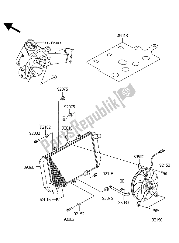 Toutes les pièces pour le Radiateur du Kawasaki Z 1000 2011