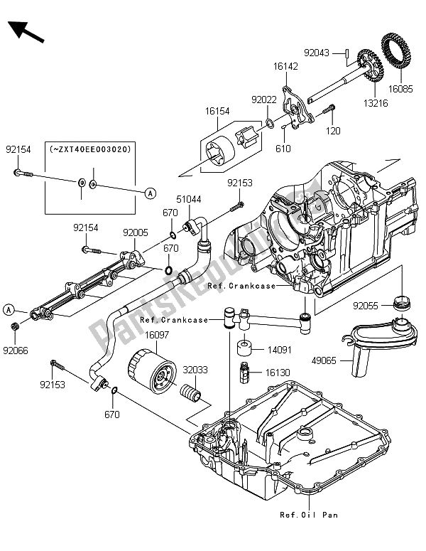 All parts for the Oil Pump of the Kawasaki ZZR 1400 ABS 2014